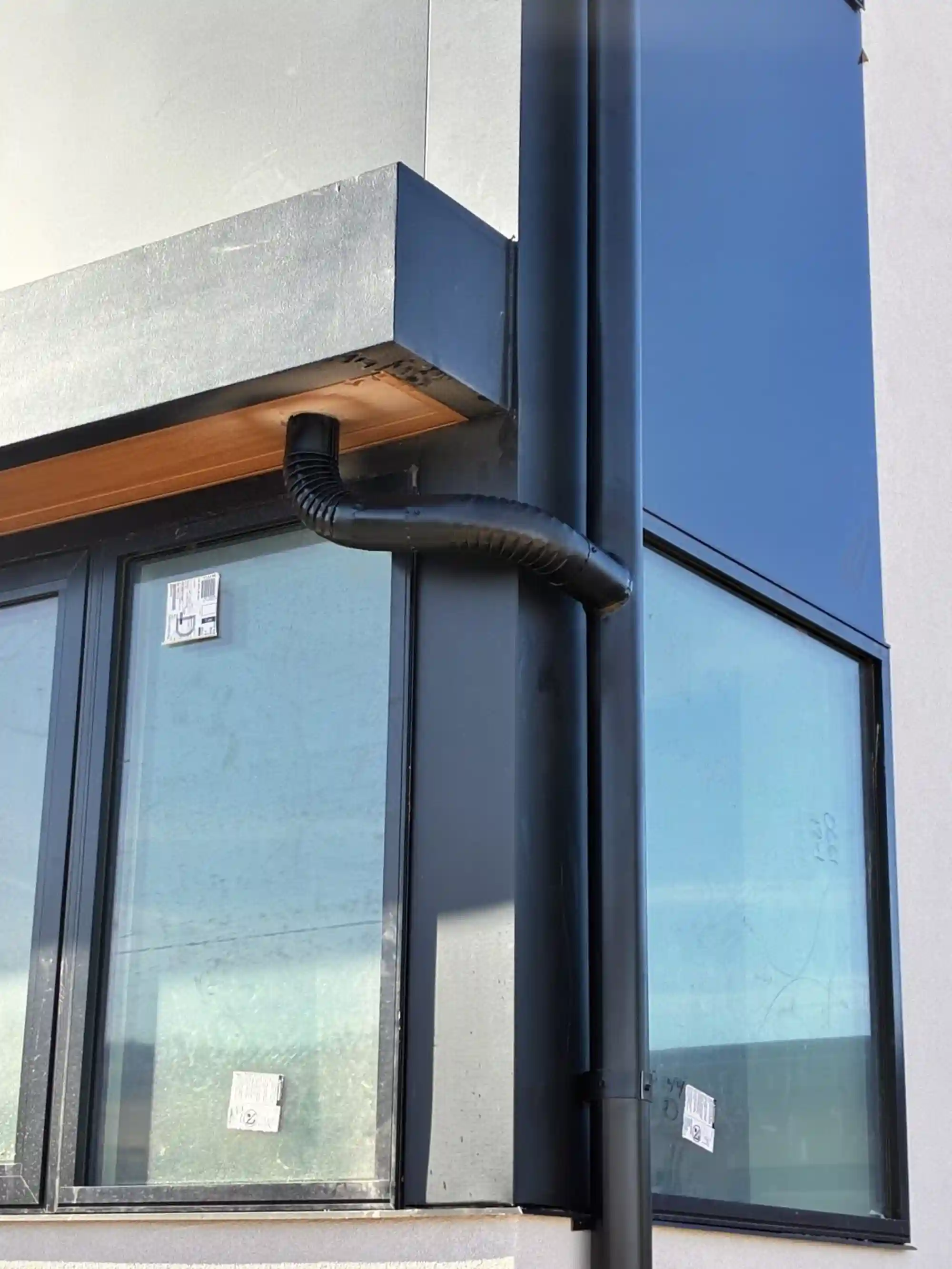Close-up of professionally installed gutters