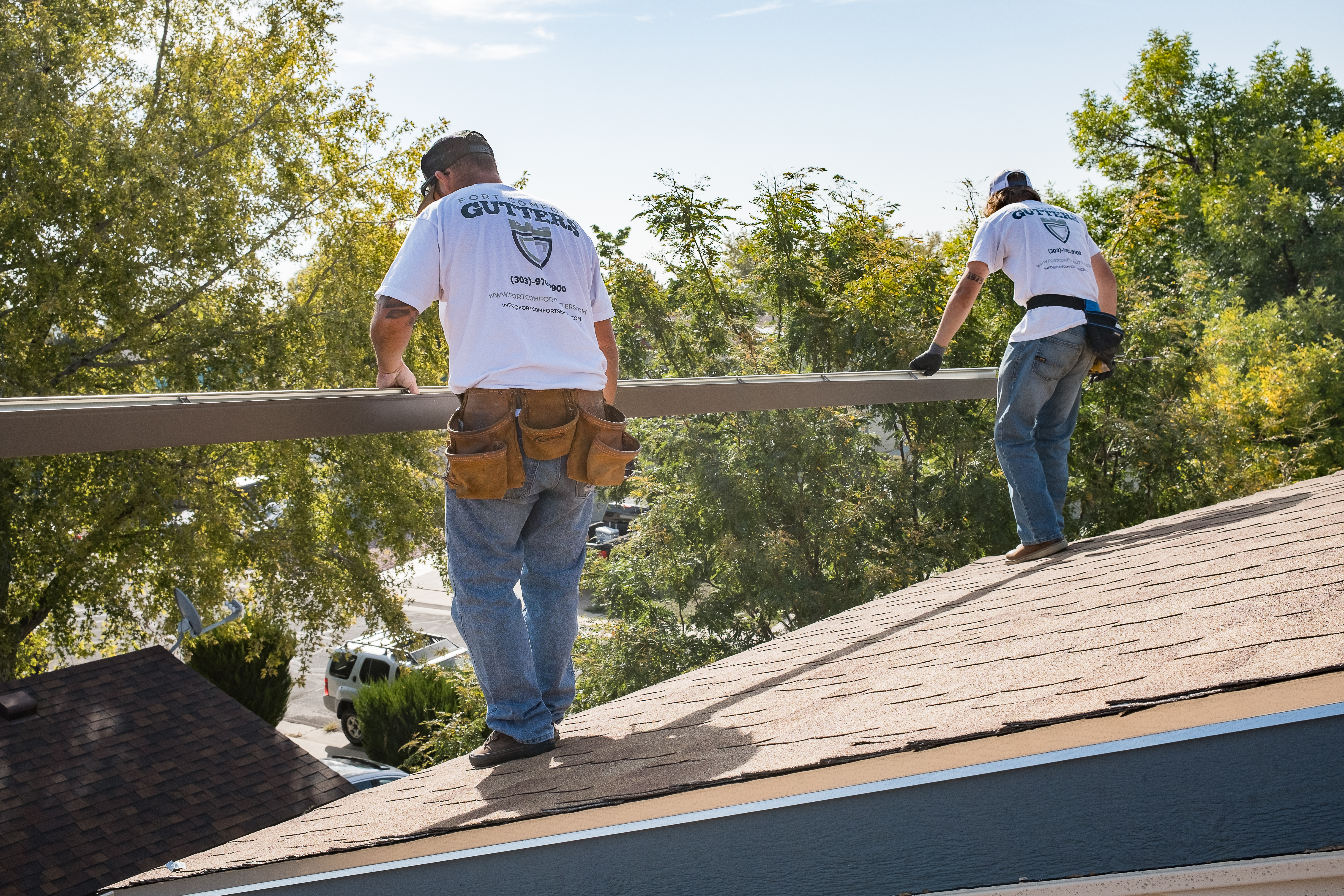 Fort Comfort Gutters crew working on a Colorado home
