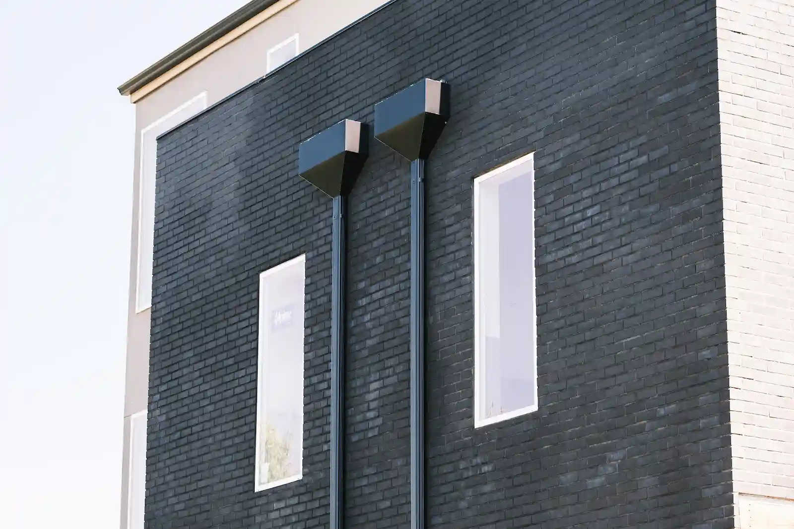 Commercial gutter installation on apartment building